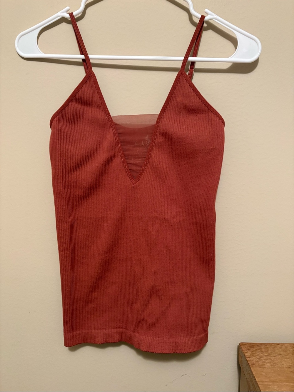 Free People Ribbed Deep V Rust Cami